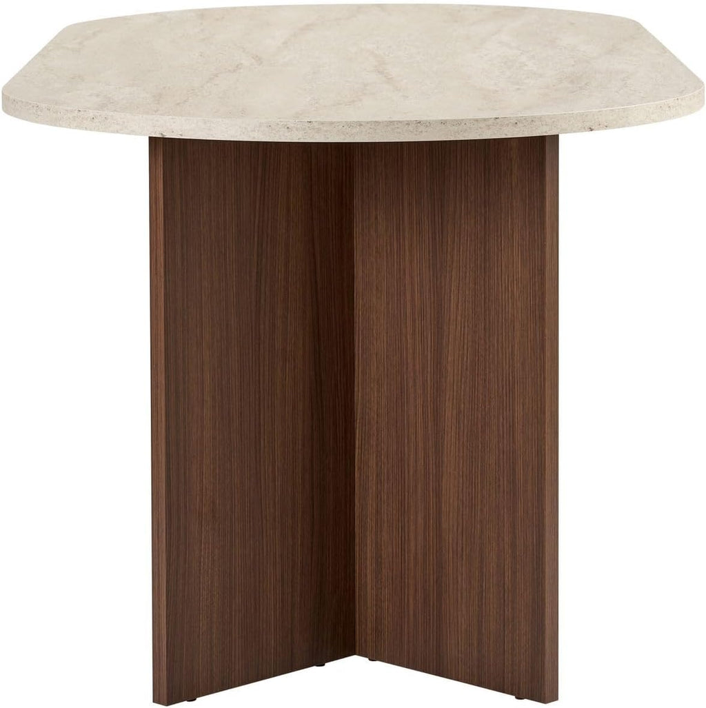 Moderner Esstisch, 180 x 90 x 75 cm, Travertine & Walnuss-Farben | 100% melaminbeschichtete Spanplatte, 25 mm Stärke | stilvolles & langlebiges Design, perfekt für zeitgemäße Essbereiche
