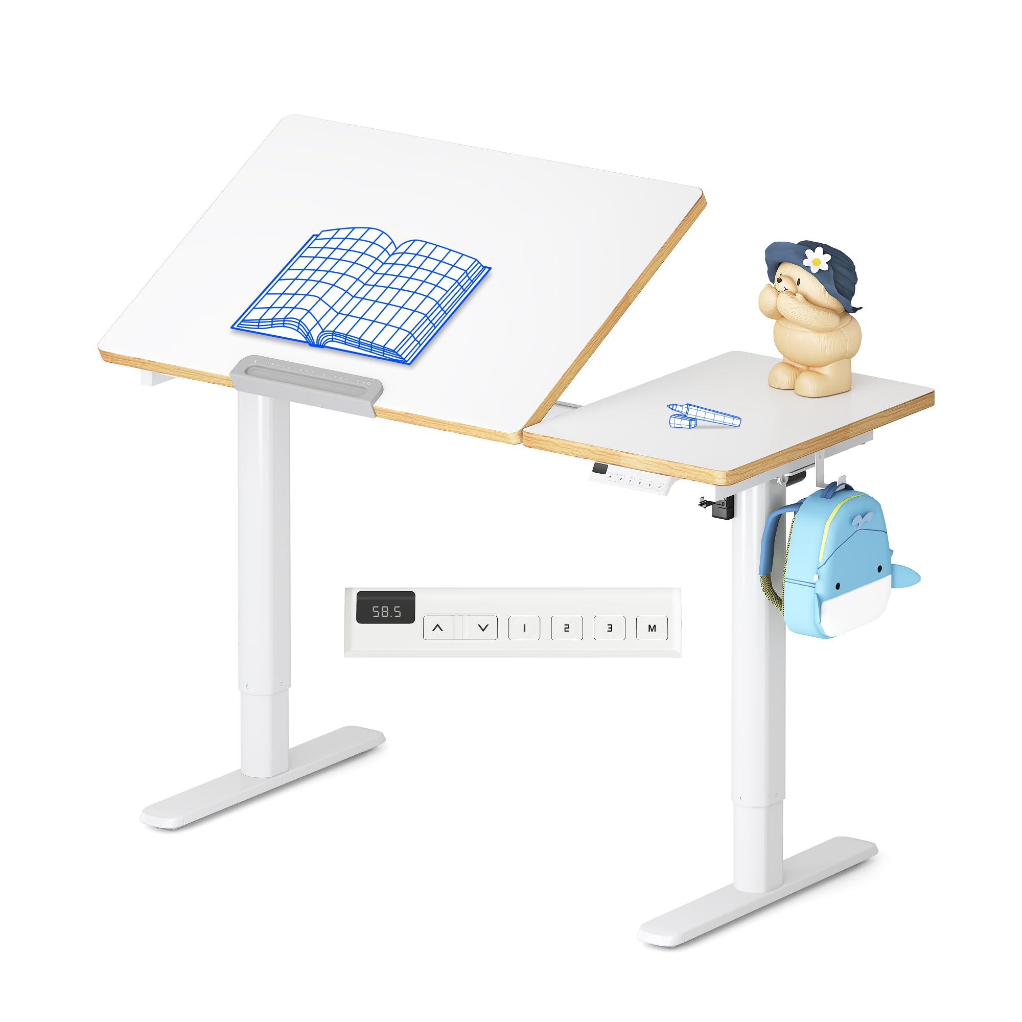 FLEXISPOT Kinderschreibtisch höhenverstellbar elektrisch 110 × 52 cm, Weiß