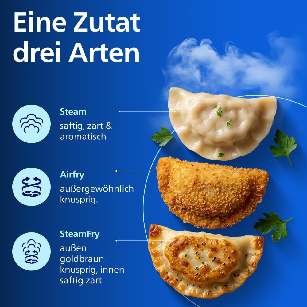 Philips Steam Airfryer 5000 Heißluftfritteuse, Schwarz, 9 L