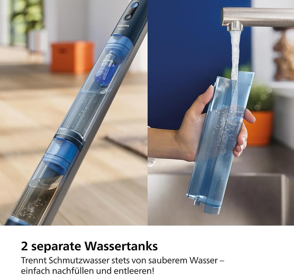 Philips OneUp 5000 Elektrischer Wischmopp, Blau, 2X sauberere Böden