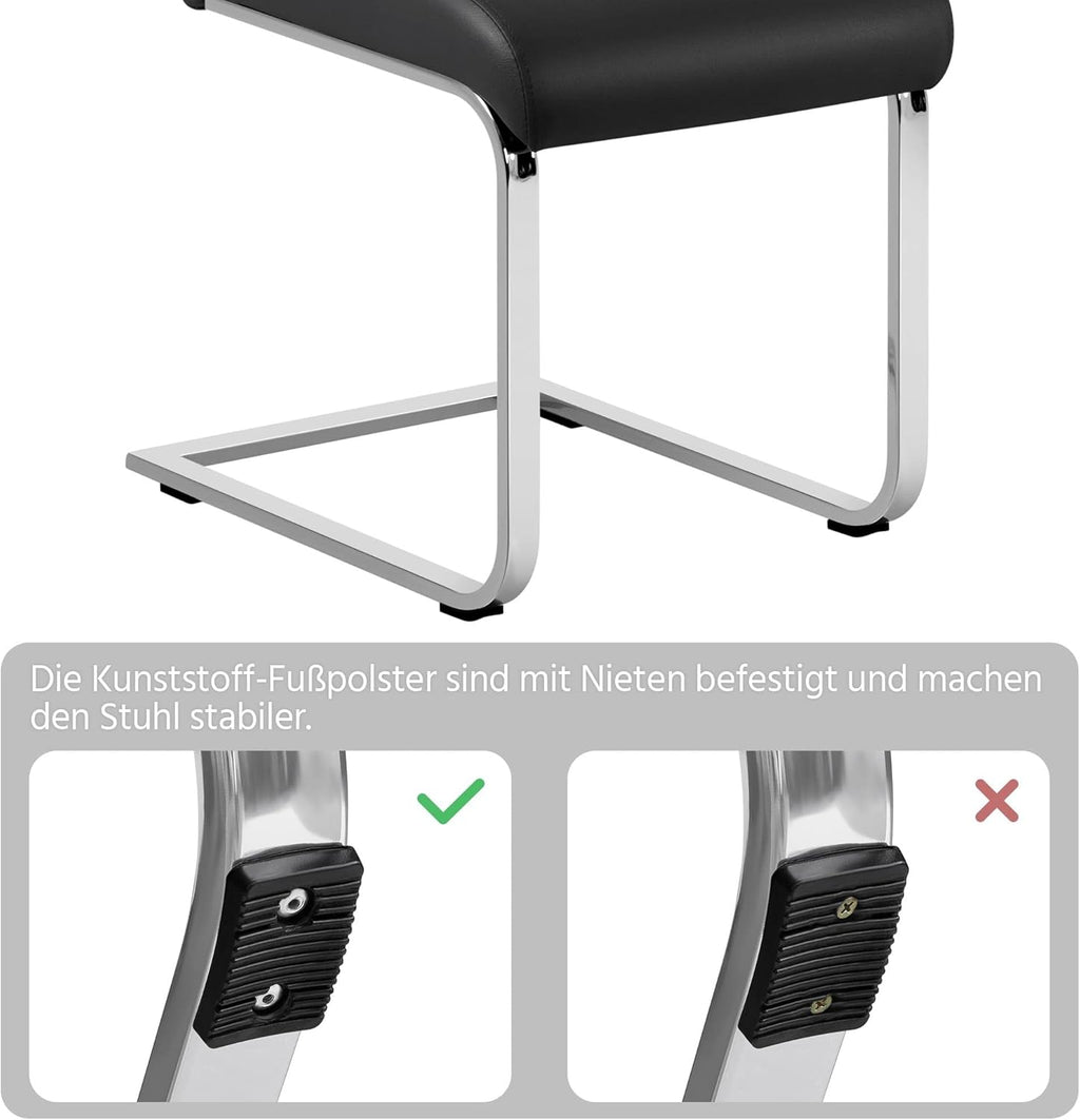 Yaheetech Esszimmerstühle 2er Set Schwingstuhl hohe Rückenlehne Schwarz