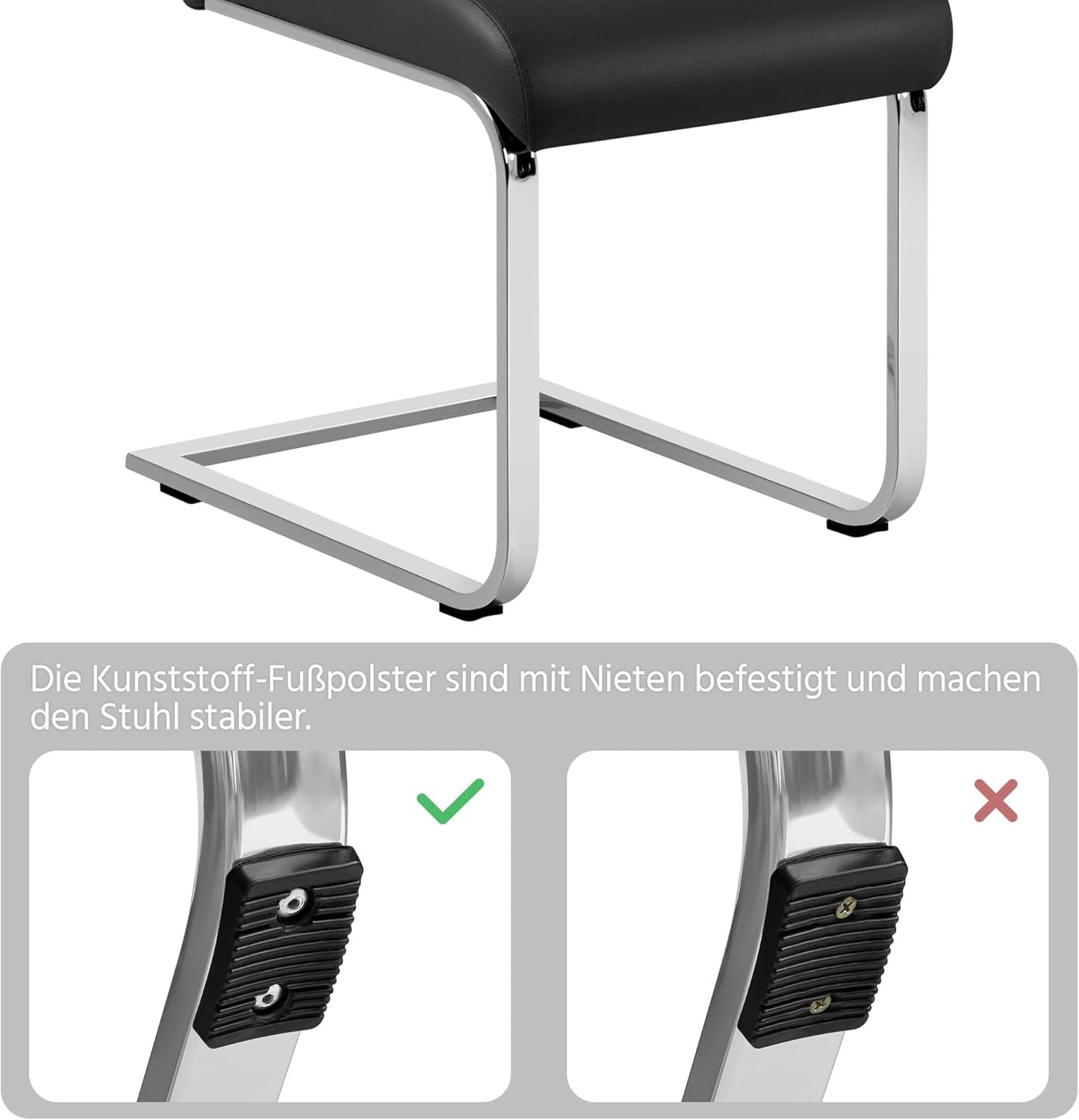Yaheetech Esszimmerstühle 2er Set Schwingstuhl hohe Rückenlehne Schwarz