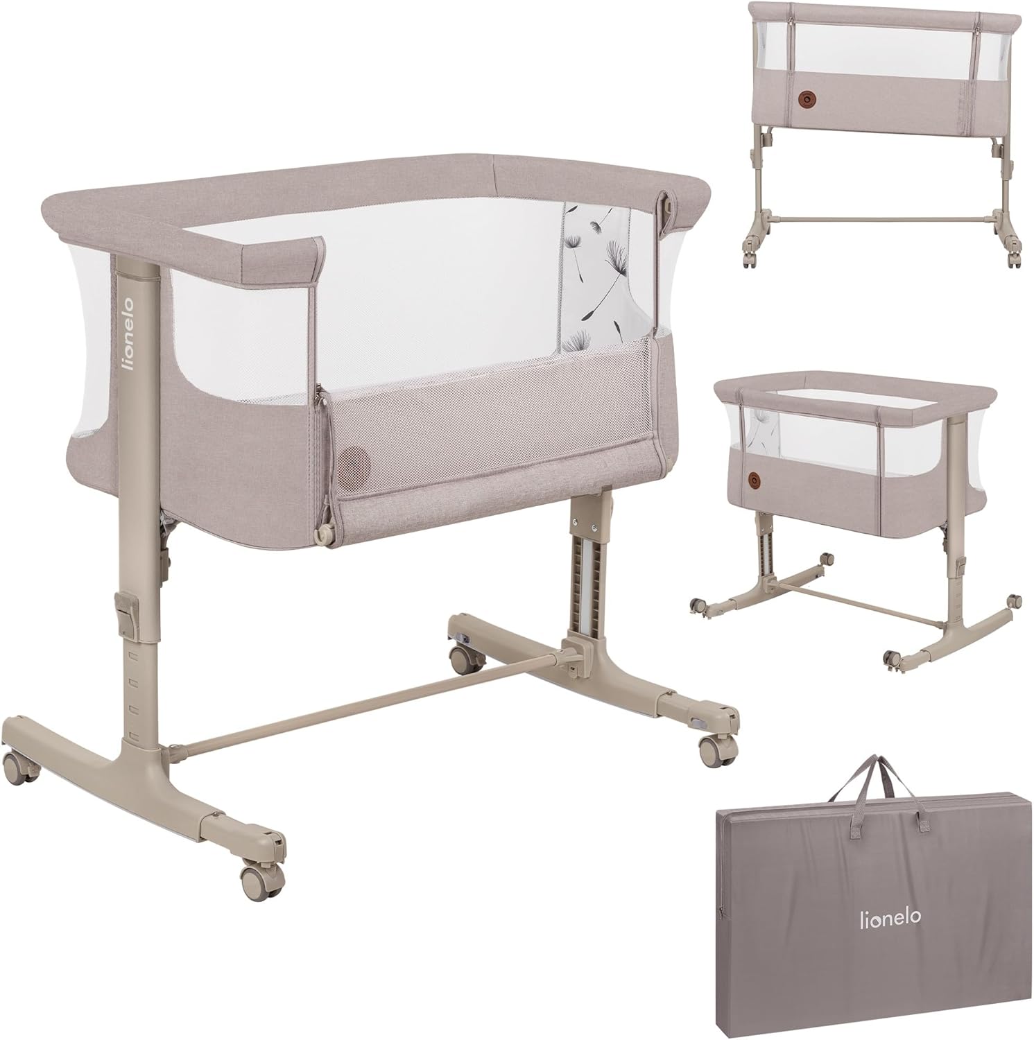 Lionelo Aurora 3 in 1 Babybett bis 9 kg, Beistellbett, Wiege