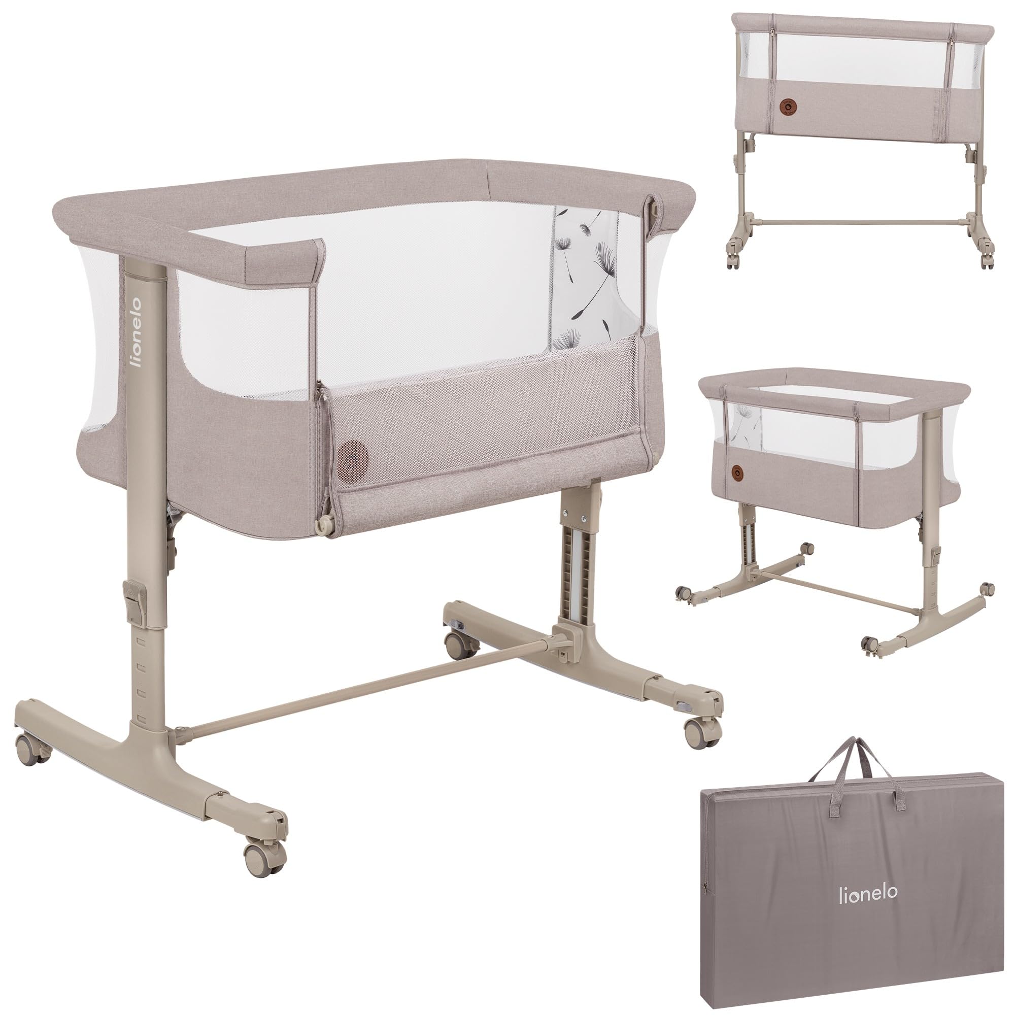 Lionelo Aurora 3 in 1 Babybett bis 9 kg, Beistellbett, Wiege