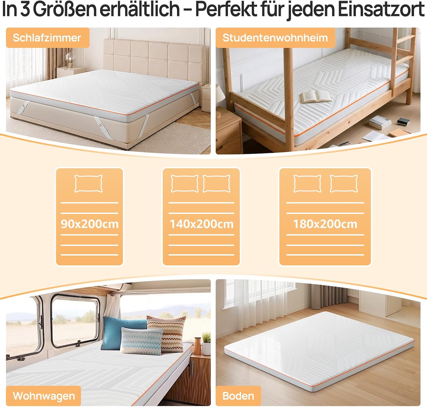 MULISOFT Topper 180x200cm H3/H4, Extra Dicker 7,5 cm Gel Memory Schaum