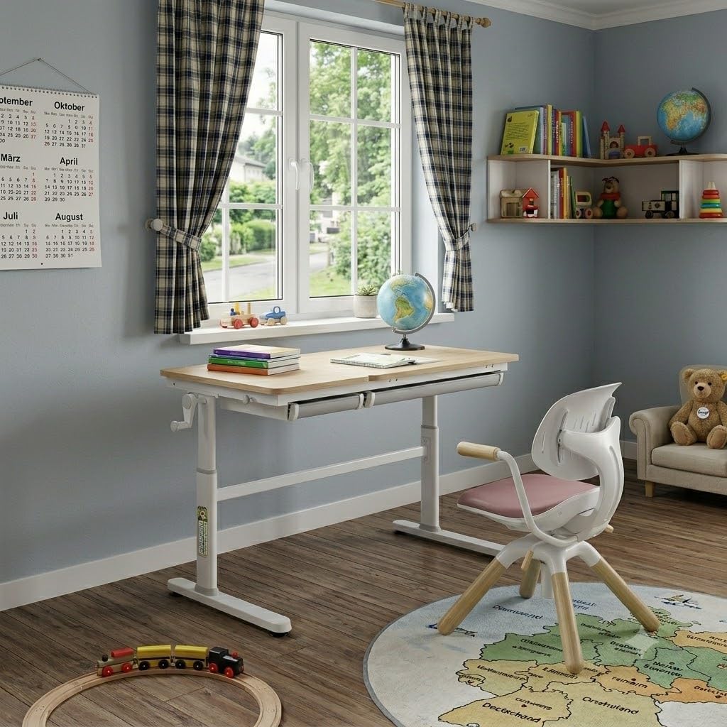 HOKO Kinderschreibtisch höhenverstellbar für Kinder ab 6 Jahren, 120x60 cm