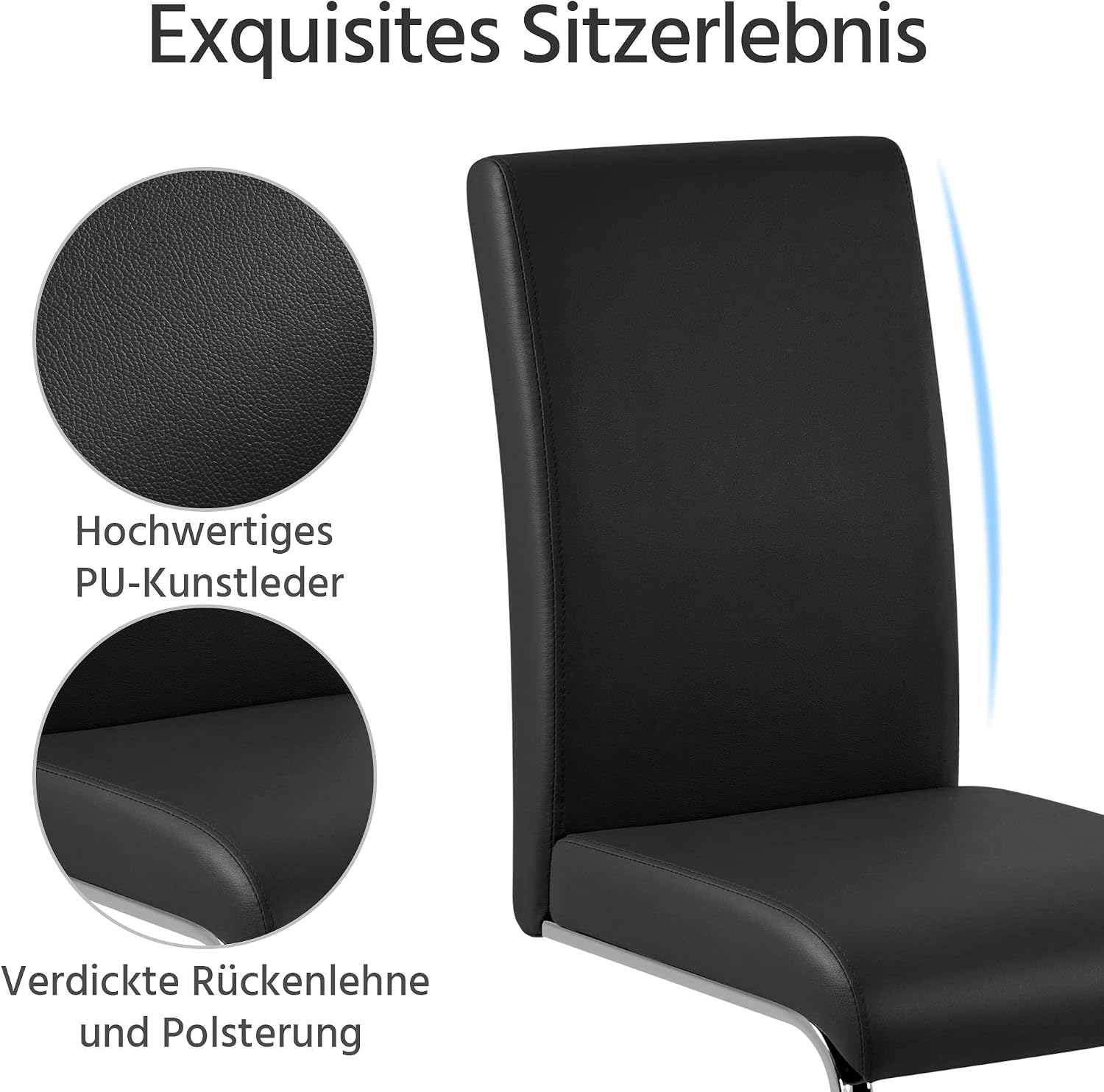 Yaheetech Esszimmerstühle 2er Set Schwingstuhl hohe Rückenlehne Schwarz