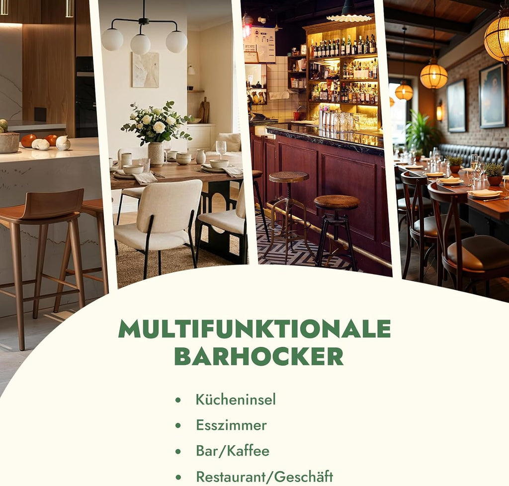 Barhocker 2er Set, 62 cm Leinen, Beige
