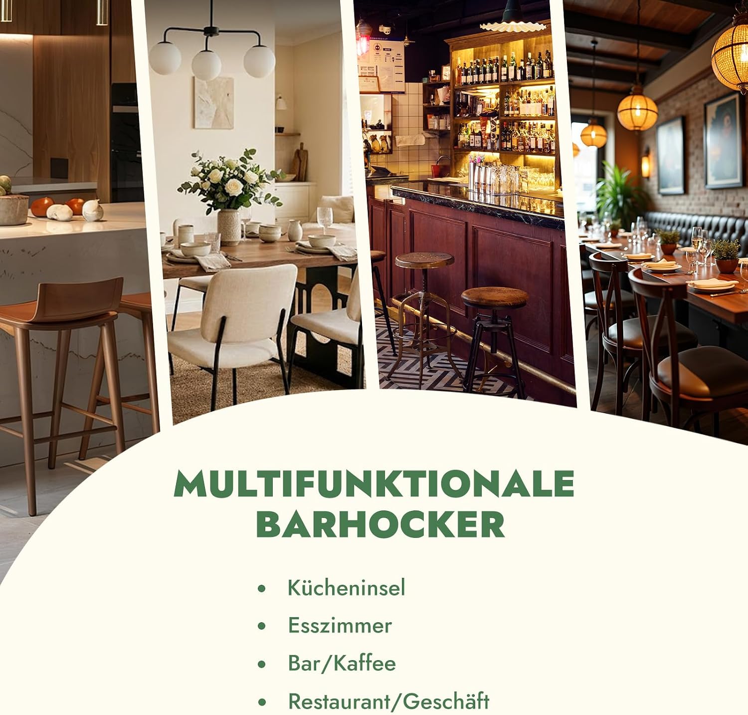 Barhocker 2er Set, 62 cm Leinen, Beige