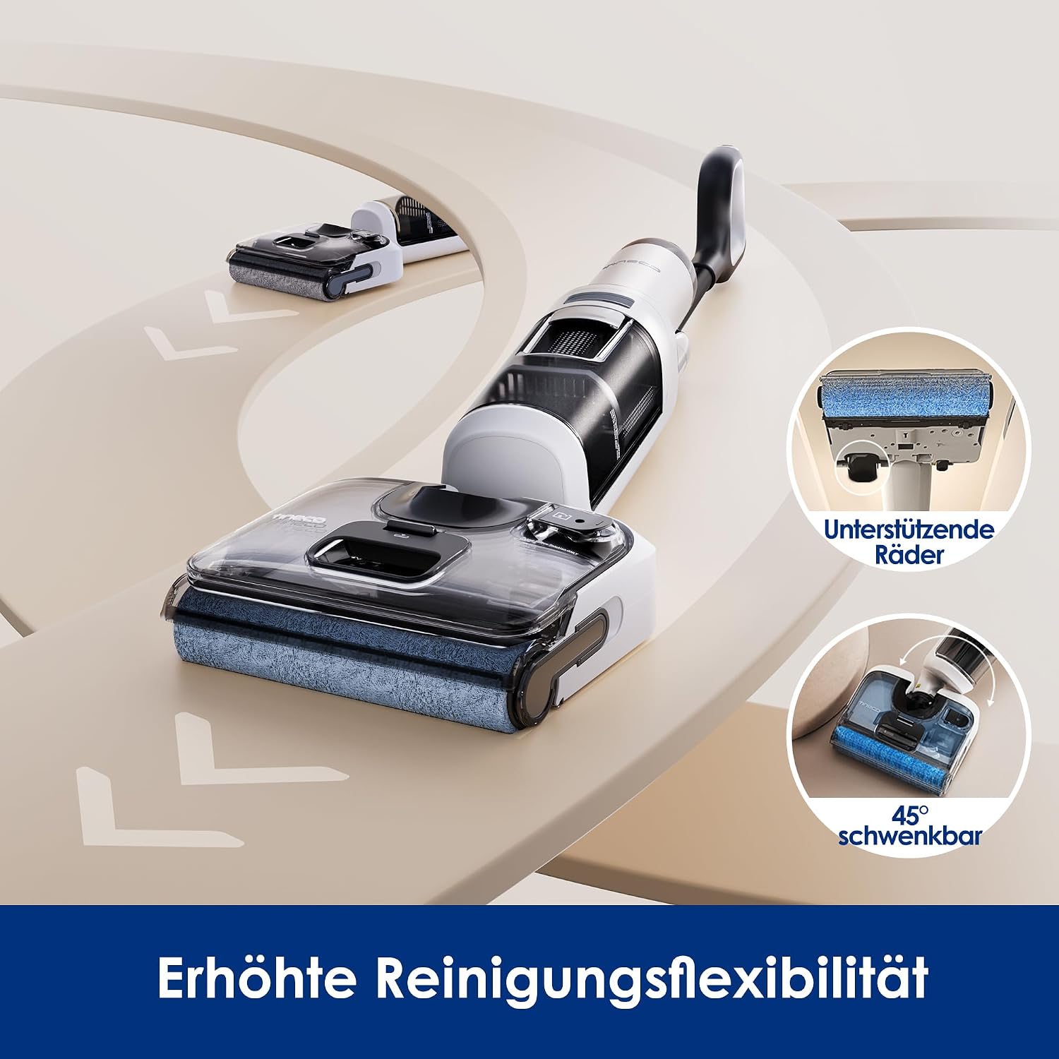 Tineco Floor One Stretch S6 Nass Trockensauger, 20Kpa，180°-Flachdesign