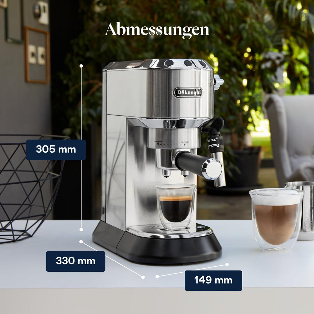 De'Longhi Dedica Style - Espressomaschine mit Manuellem Milchaufschäumer