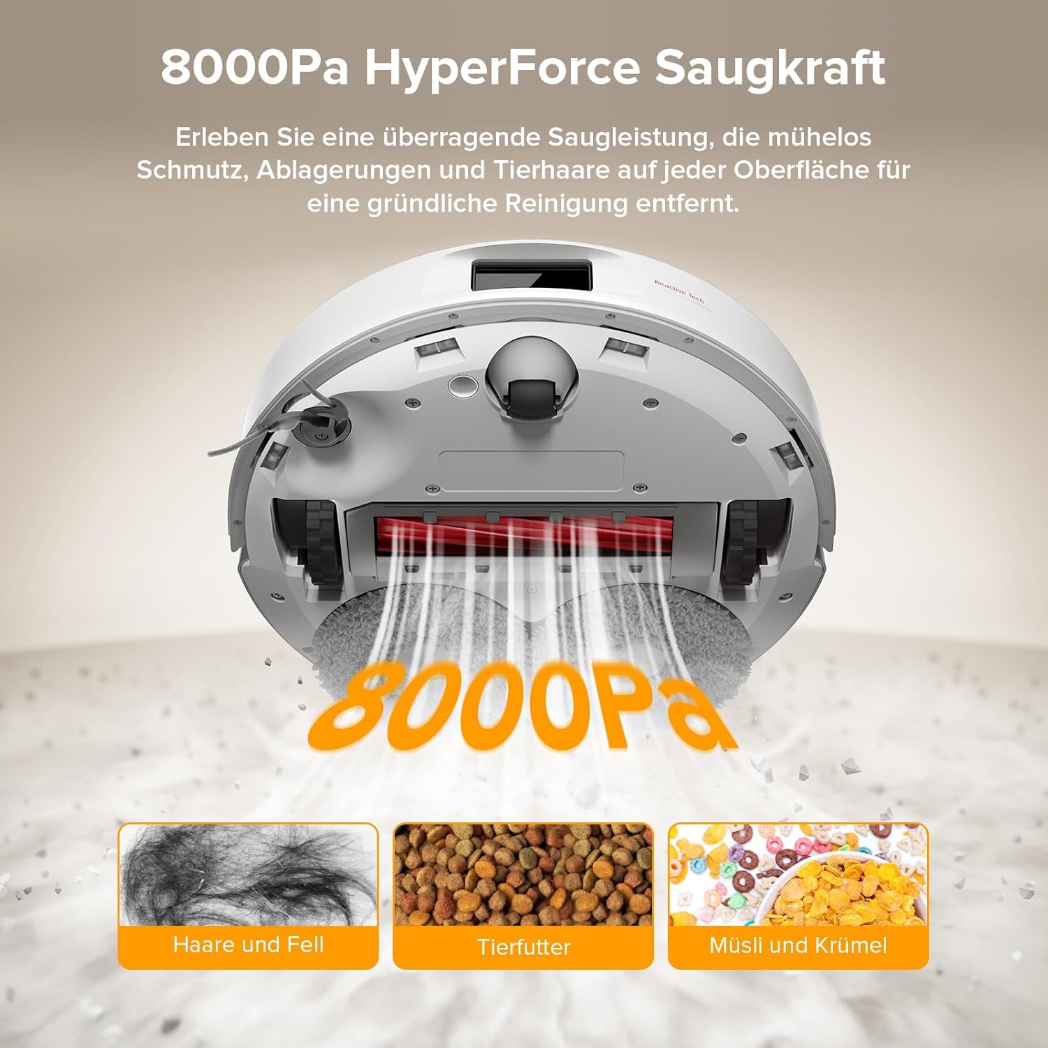 roborock QV 35A Set Saugroboter mit Wischfunktion mit 8.000 Pa Saugkraft