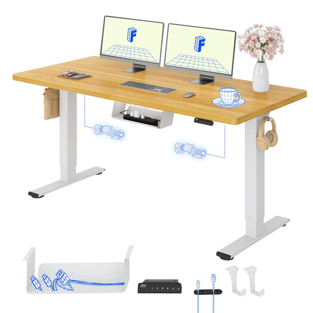 FLEXISPOT Höhenverstellbarer Schreibtisch elektrisch, Doppelmotor 160x80 cm