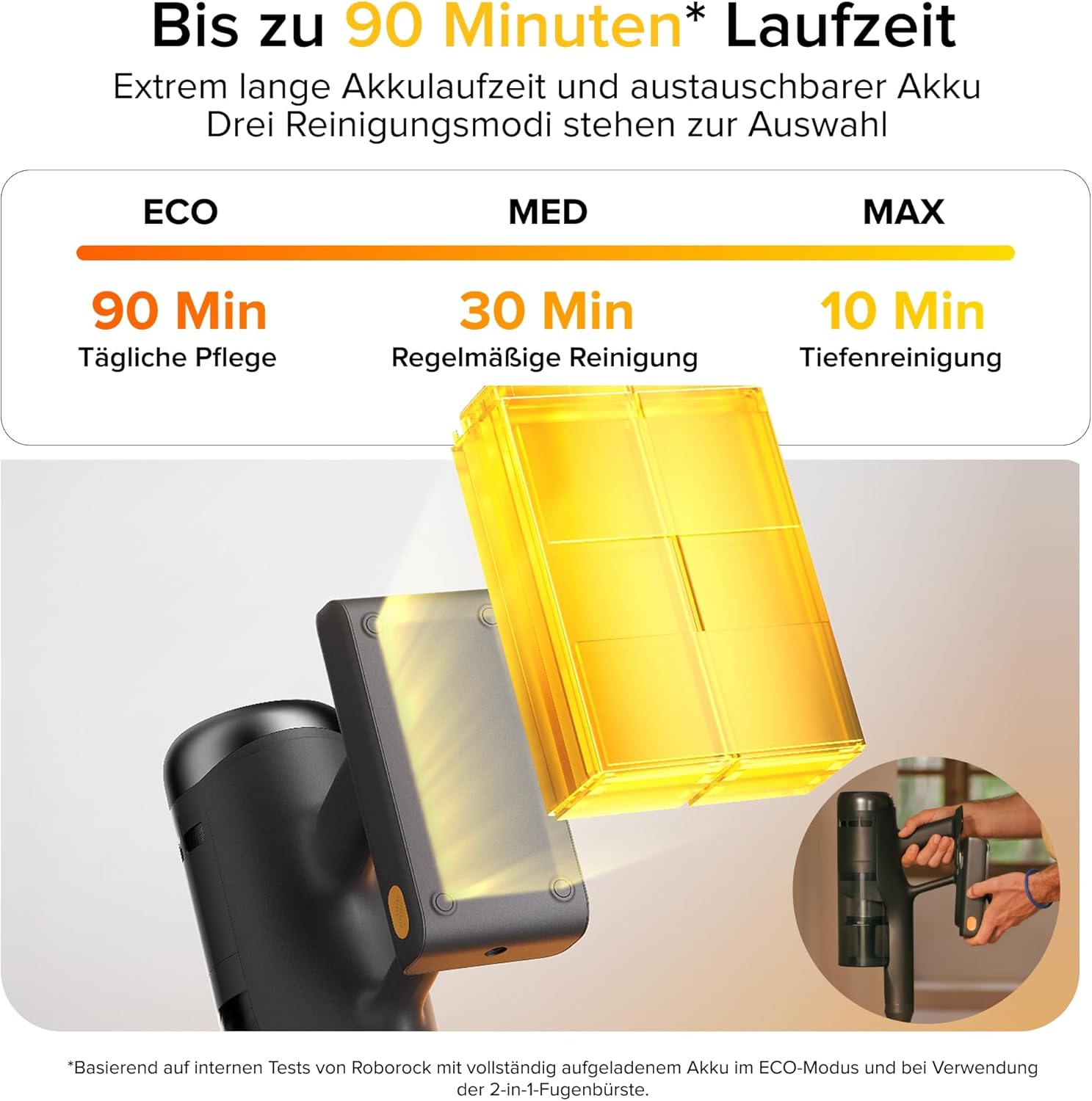 roborock H60 Ultra Akku Staubsauger, 210AW Saugleistung, bis 90Min Laufzeit