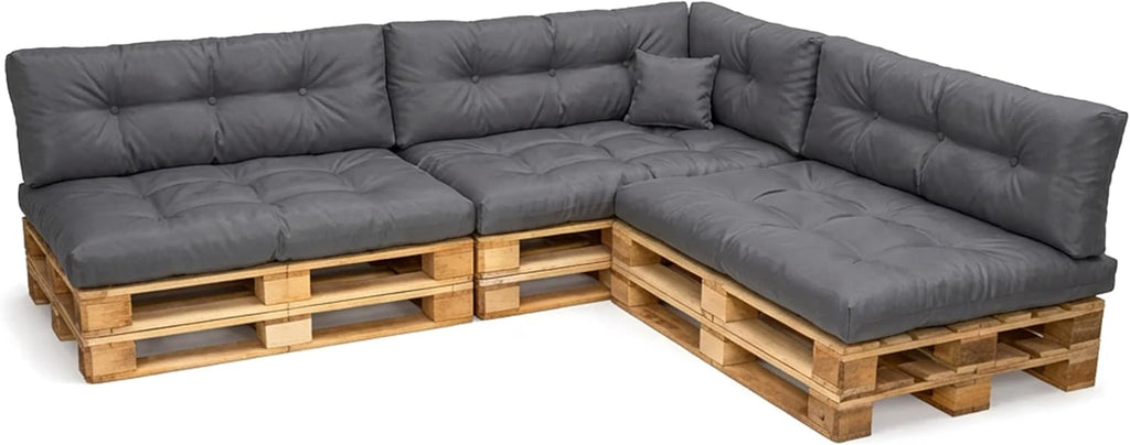 POKAR Palettenkissen Wasserabweisend Palettenauflagen Palettenmöbel Palettensofa 8er Set: Sitzkissen 120x80 + Rückenlehne 120x40, Anthrazit