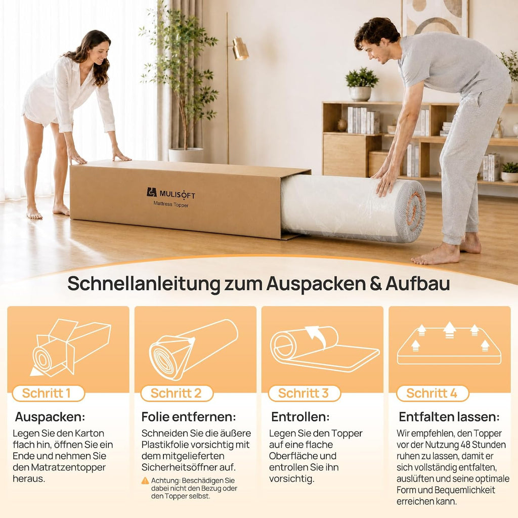 MULISOFT Topper 180x200cm H3/H4, Extra Dicker 7,5 cm Gel Memory Schaum