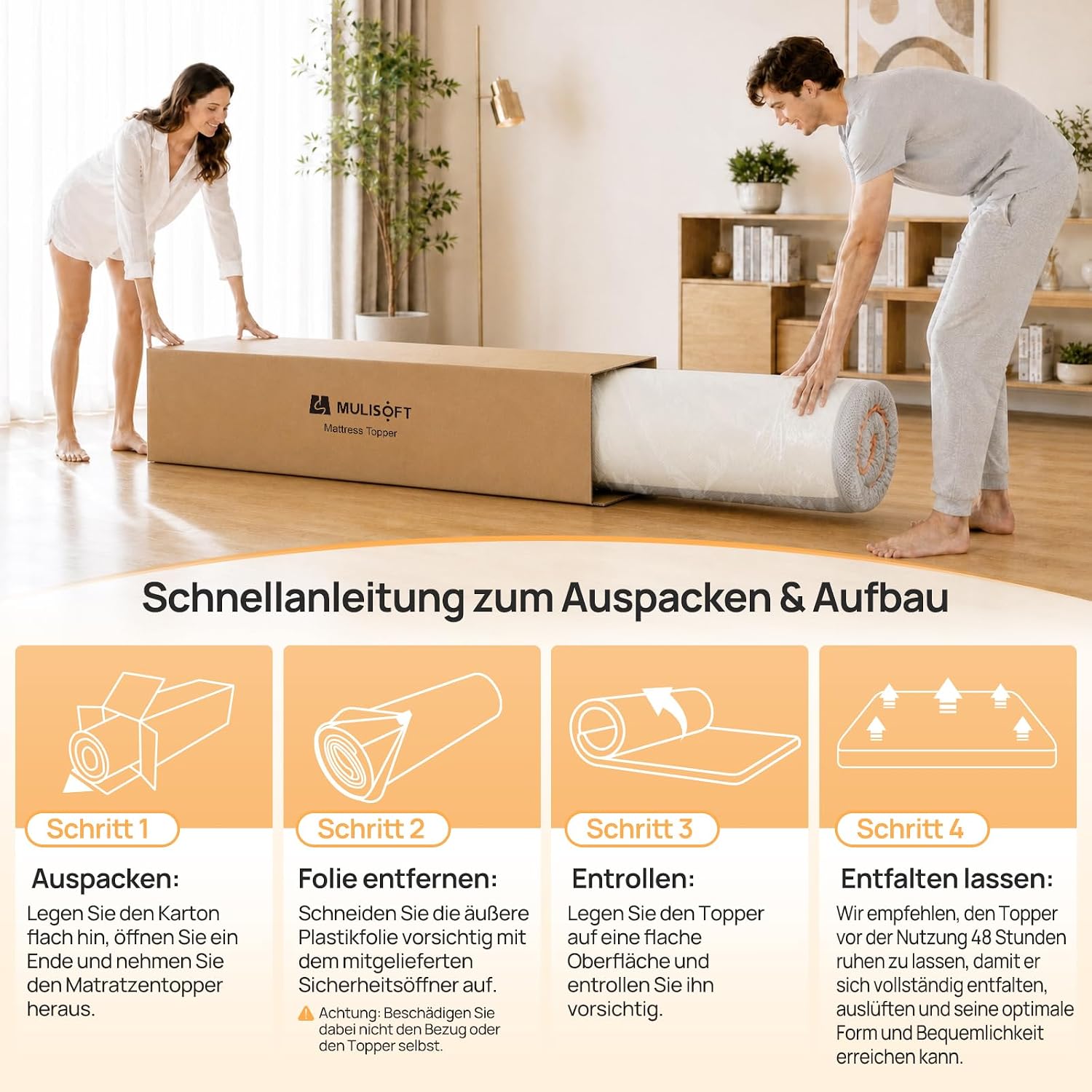 MULISOFT Topper 180x200cm H3/H4, Extra Dicker 7,5 cm Gel Memory Schaum