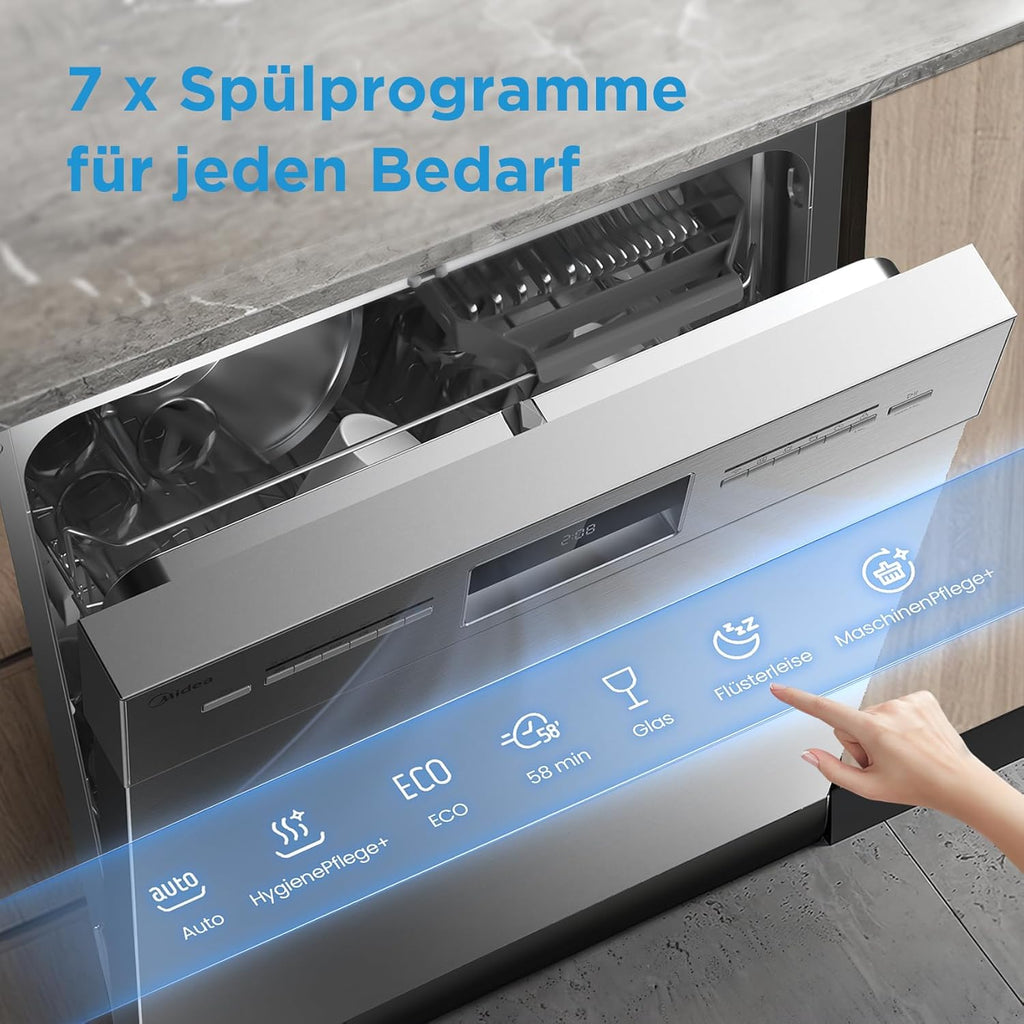 Midea Geschirrspüler Unterbau 60cm Spülmaschine Einbau 14 Maßgedecke EEK C