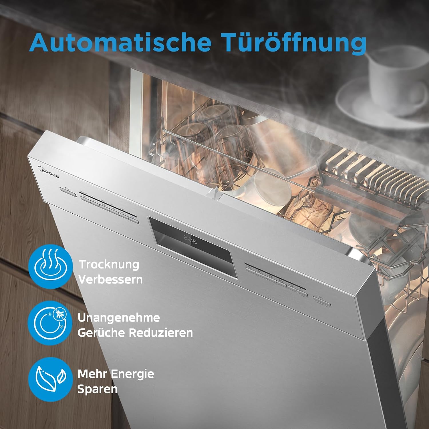 Midea Geschirrspüler Unterbau 60cm Spülmaschine Einbau 14 Maßgedecke EEK C