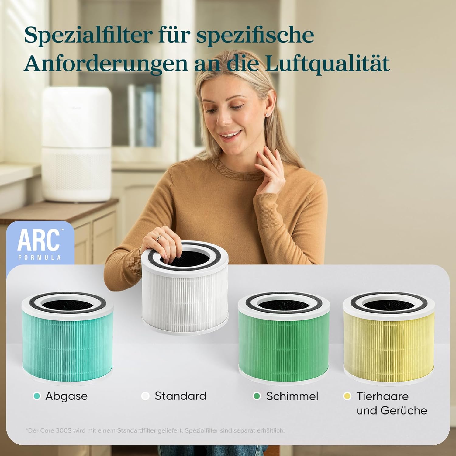 Levoit Core 300S Luftreiniger Allergiker mit APP, Auto-Modus, bis 50㎡, Weiß