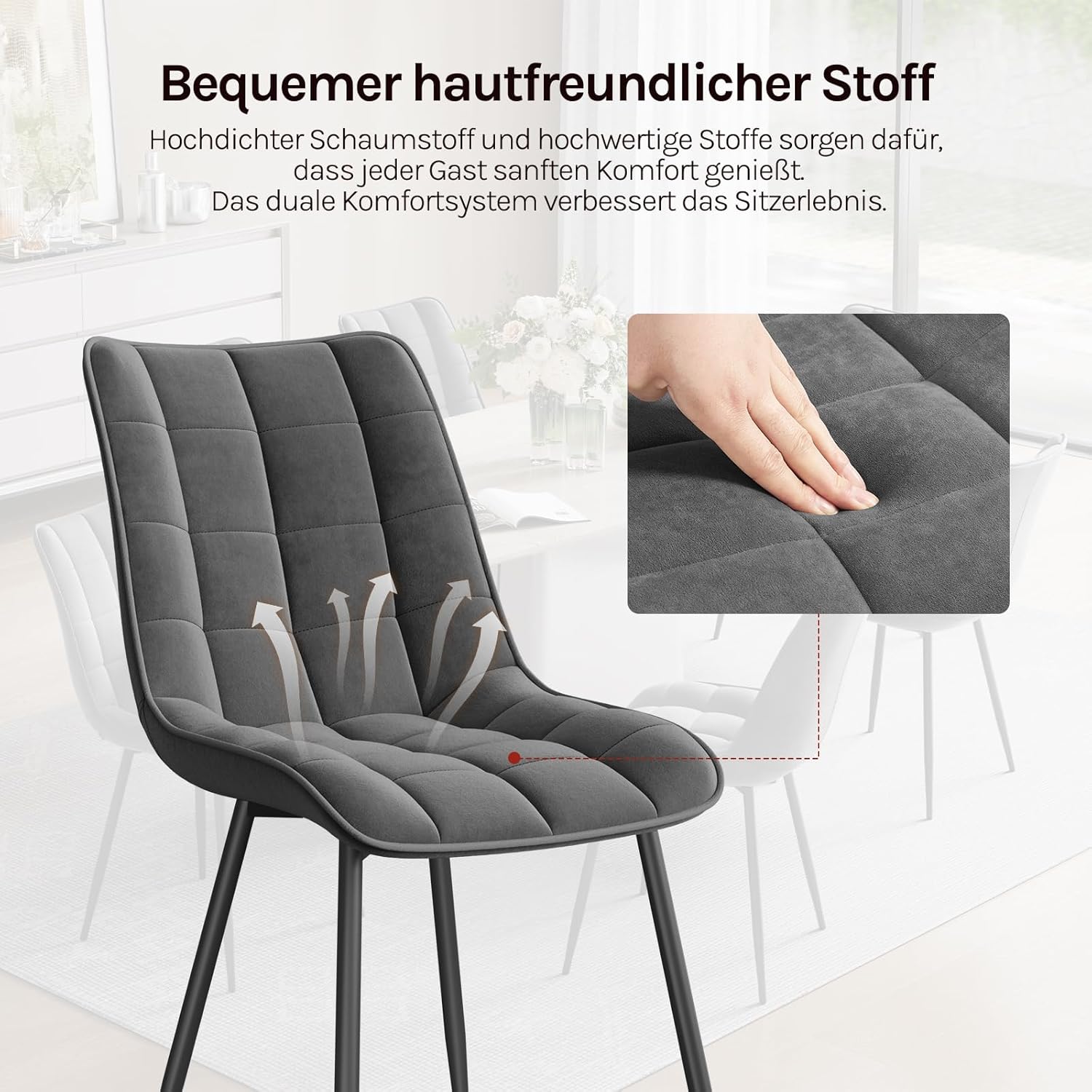 WOLTU Esszimmerstühle 4er Set, Küchenstühle gepolstert mit Rückenlehne