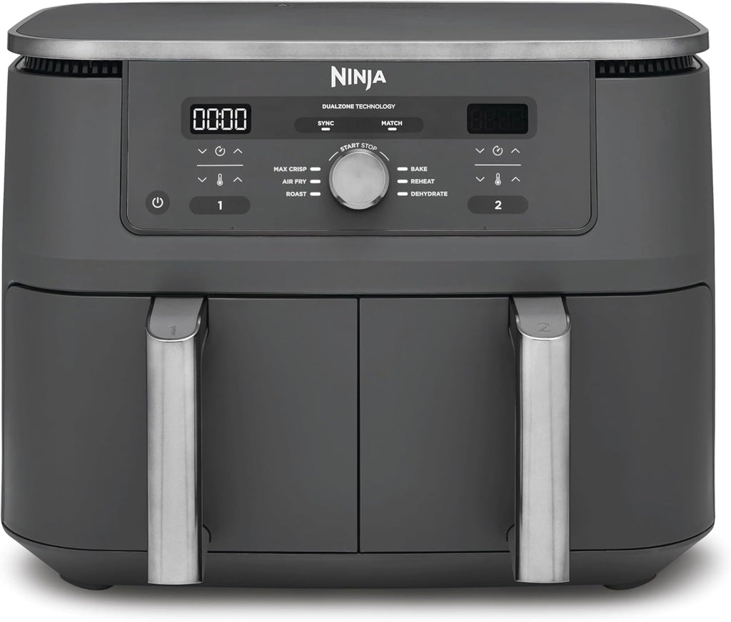 Ninja Dual Zone Digital Air Fryer, 2 Schubladen, Metallic Grau DZ400EU