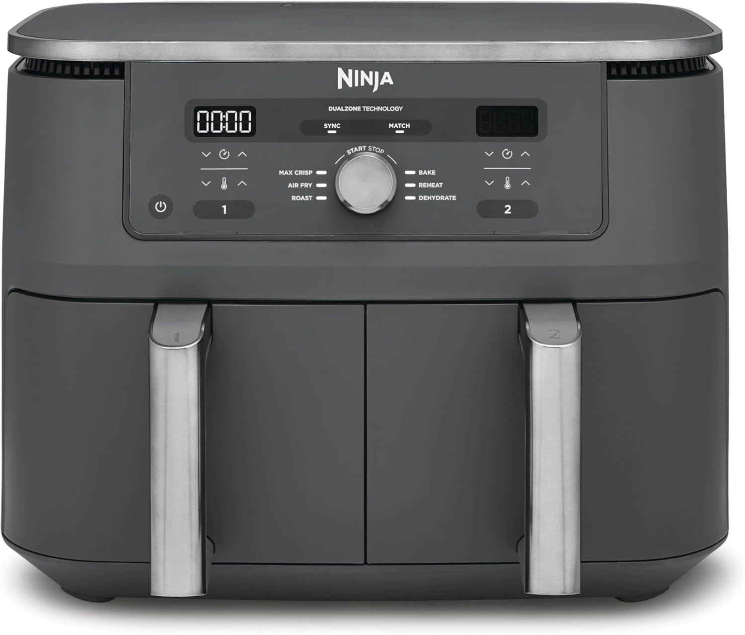 Ninja Dual Zone Digital Air Fryer, 2 Schubladen, Metallic Grau DZ400EU