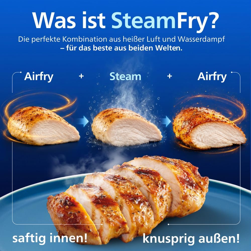 Philips Steam Airfryer 5000 Heißluftfritteuse, Schwarz, 9 L