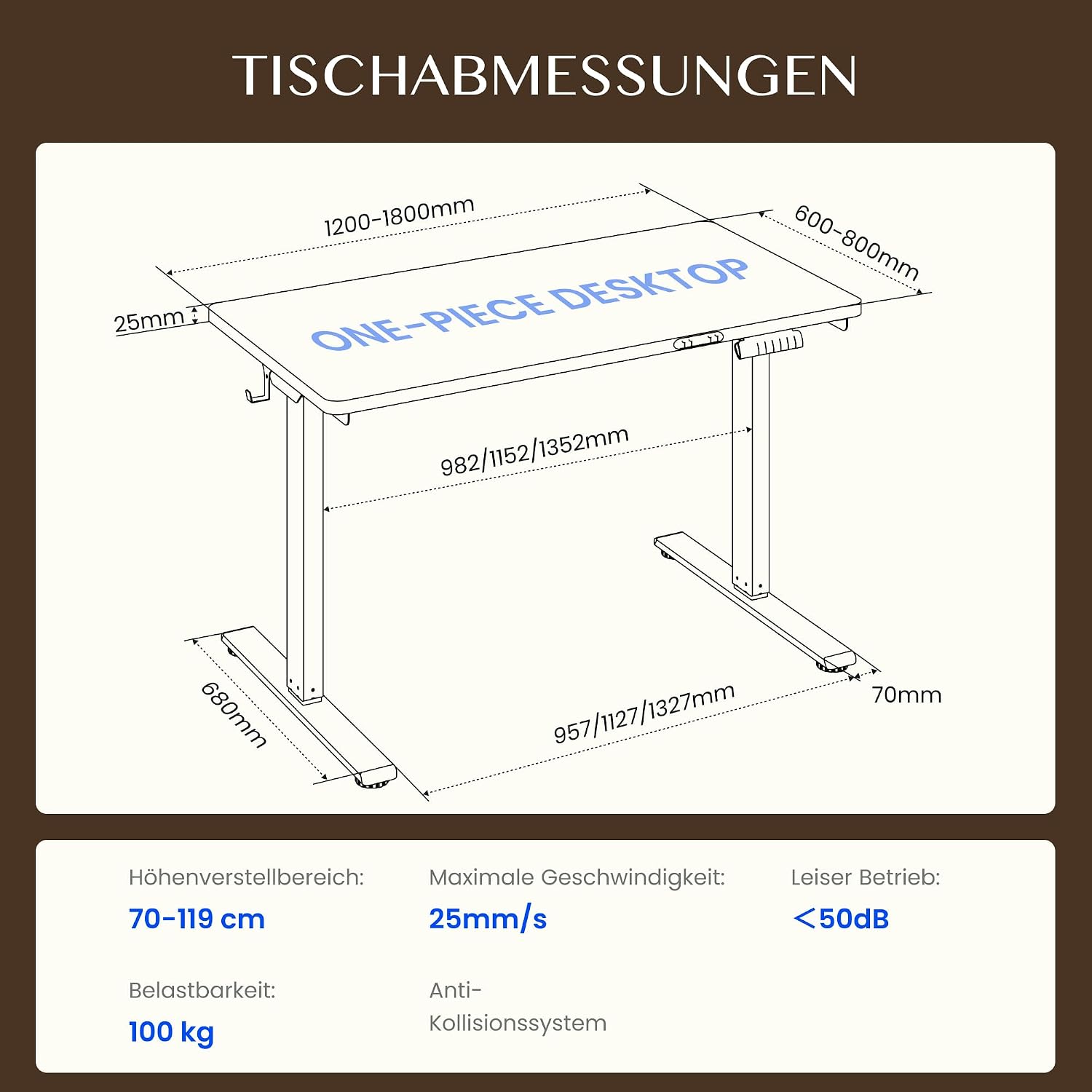 FLEXISPOT Höhenverstellbarer Schreibtisch elektrisch, Doppelmotor 160x80 cm