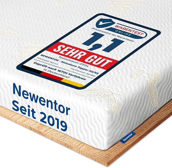 Newentor Topper 180x200 cm H2/H3 – 2-in-1 Ergo-Viscoschaum Matratzentopper mit Gel-Memory-Schaum, Komfortschaum & waschbarem Bezug