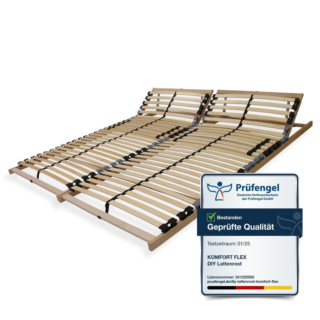 Lattenrost 140x200 Premium Strong bis 200Kg, Kopfteil verstellbar, 7-Zonen-Lattenrost mit 42 Latten, Made in Germany, extra stabil aus Buchenholz
