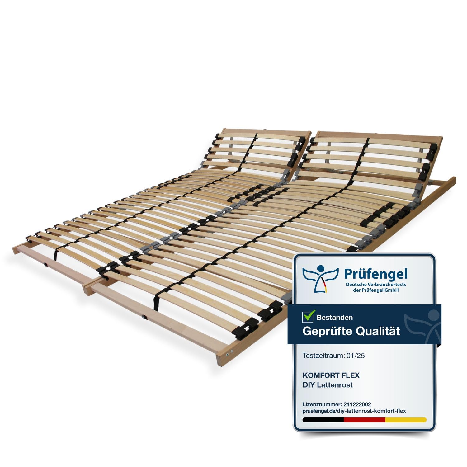 Lattenrost 140x200 Premium Strong bis 200Kg, Kopfteil verstellbar, 7-Zonen-Lattenrost mit 42 Latten, Made in Germany, extra stabil aus Buchenholz