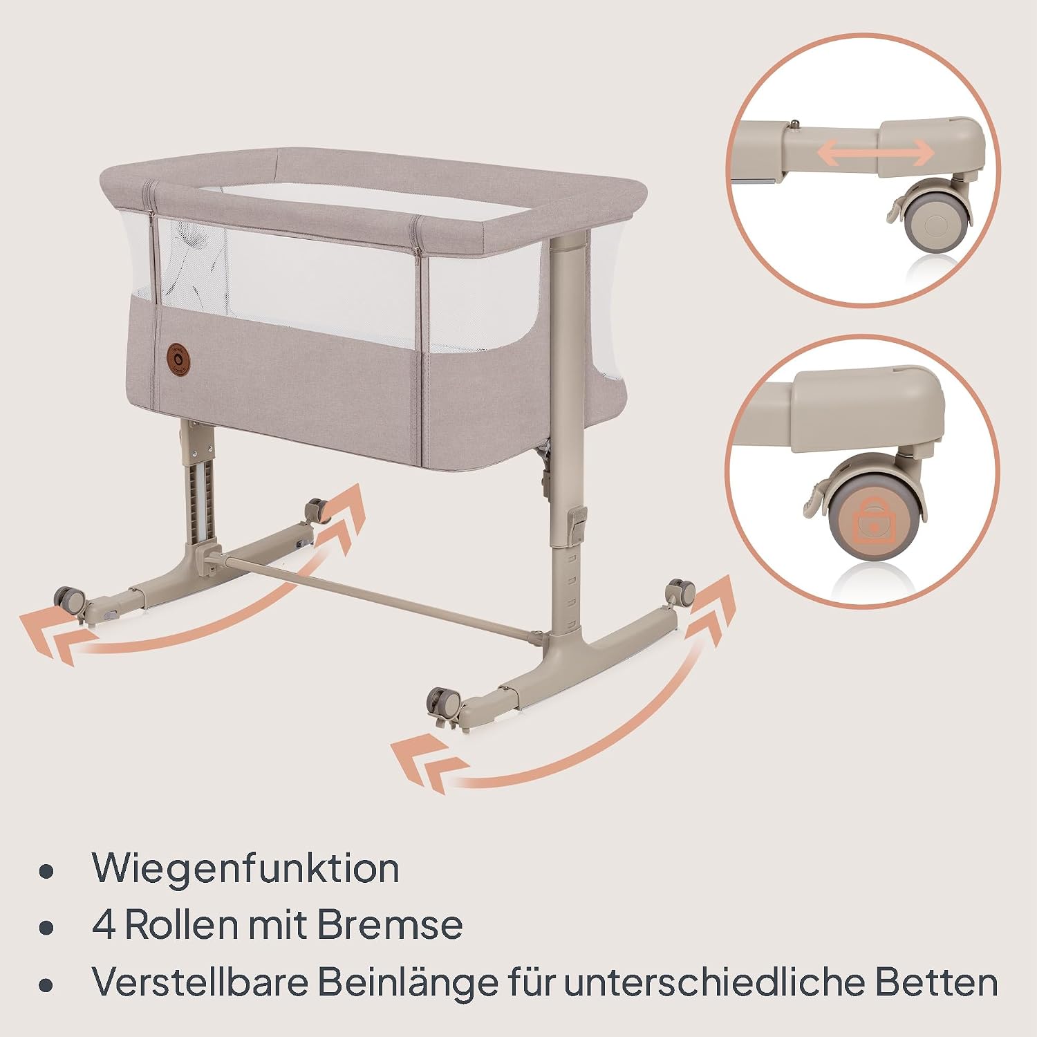 Lionelo Aurora 3 in 1 Babybett bis 9 kg, Beistellbett, Wiege