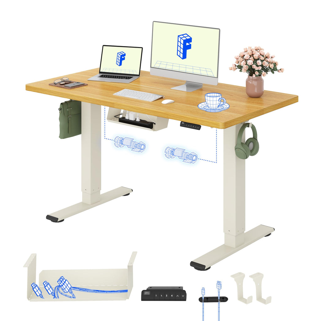 FLEXISPOT Höhenverstellbarer Schreibtisch elektrisch, Doppelmotor 160x80 cm