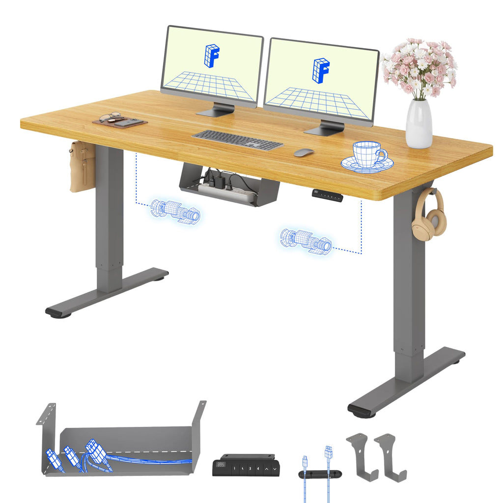 FLEXISPOT Höhenverstellbarer Schreibtisch elektrisch, Doppelmotor 160x80 cm