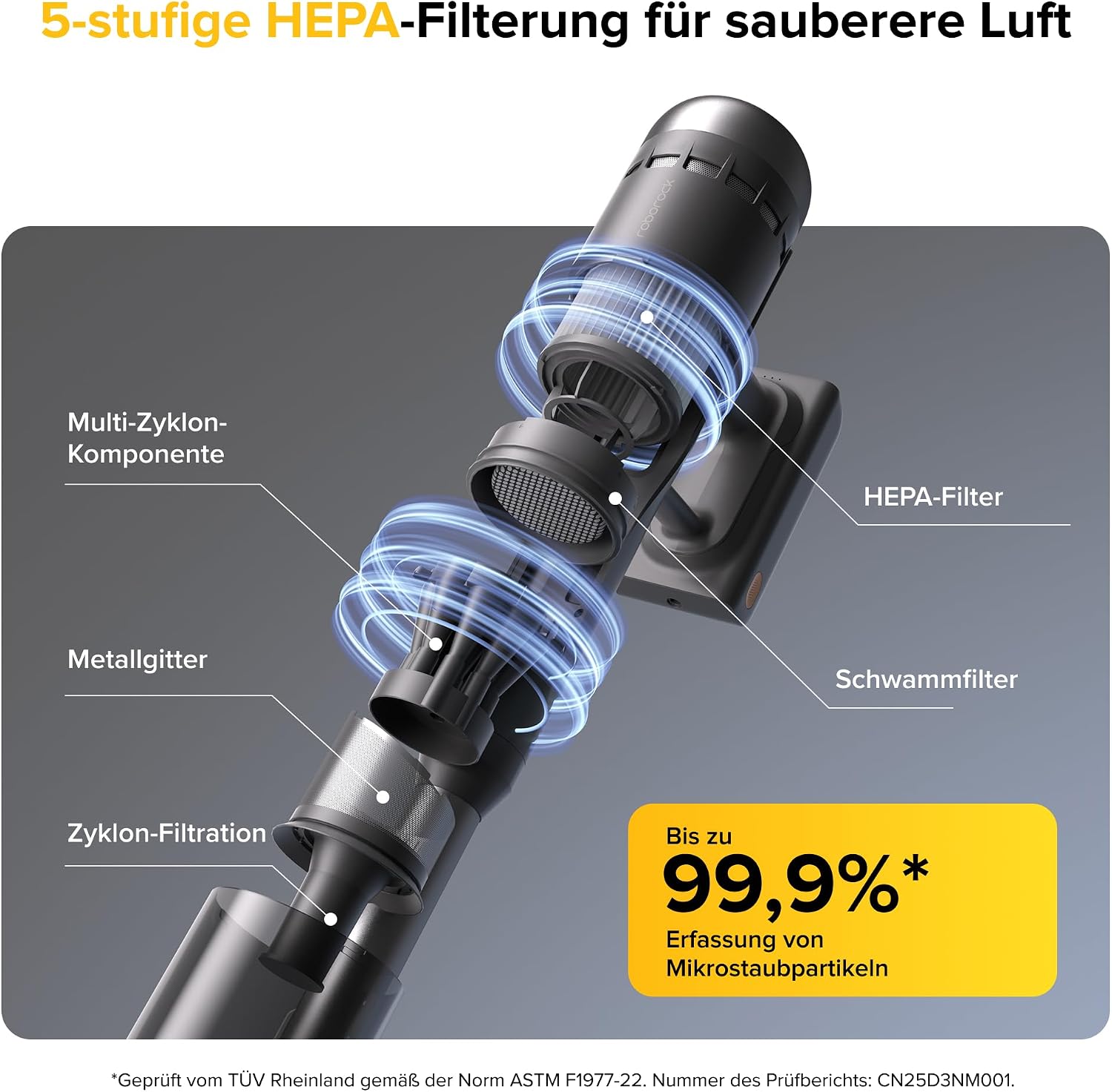 roborock H60 Ultra Akku Staubsauger, 210AW Saugleistung, bis 90Min Laufzeit