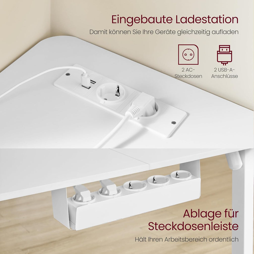 VASAGLE Höhenverstellbarer Schreibtisch, L-förmiger Eckschreibtisch