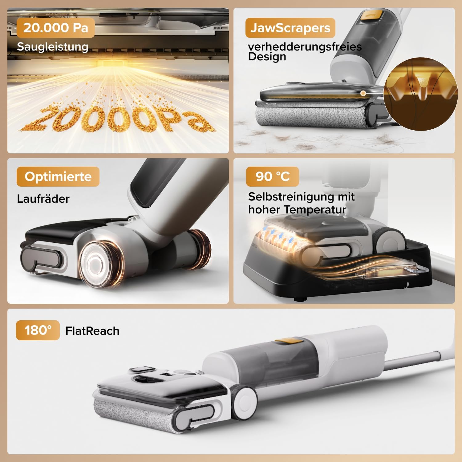 roborock F25 GT Gen 2 Nass Trockensauger, 20.000 Pa, 180° Lay-Flat Design