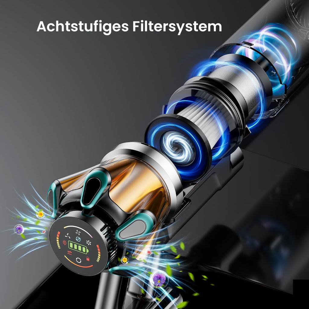 Akku Staubsauger Kabellos 600W/50kPa/70Min mit Hurrikanmodus