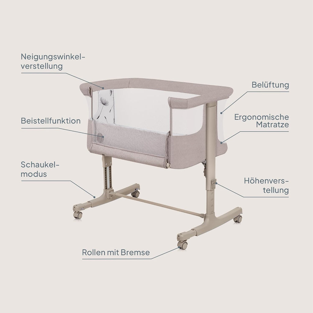 Lionelo Aurora 3 in 1 Babybett bis 9 kg, Beistellbett, Wiege