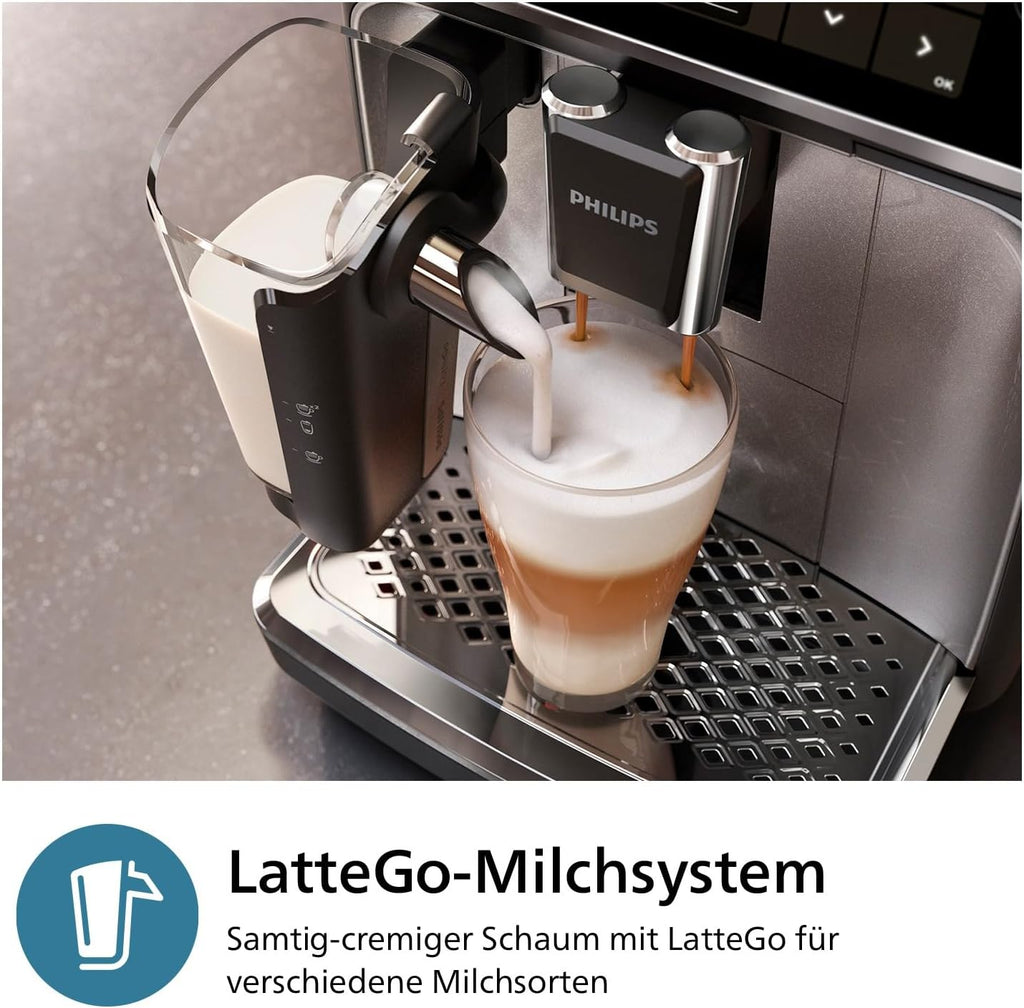 PHILIPS Kaffeevollautomat LatteGo 3300 Serie, Chrom, 6 Spezialitäten