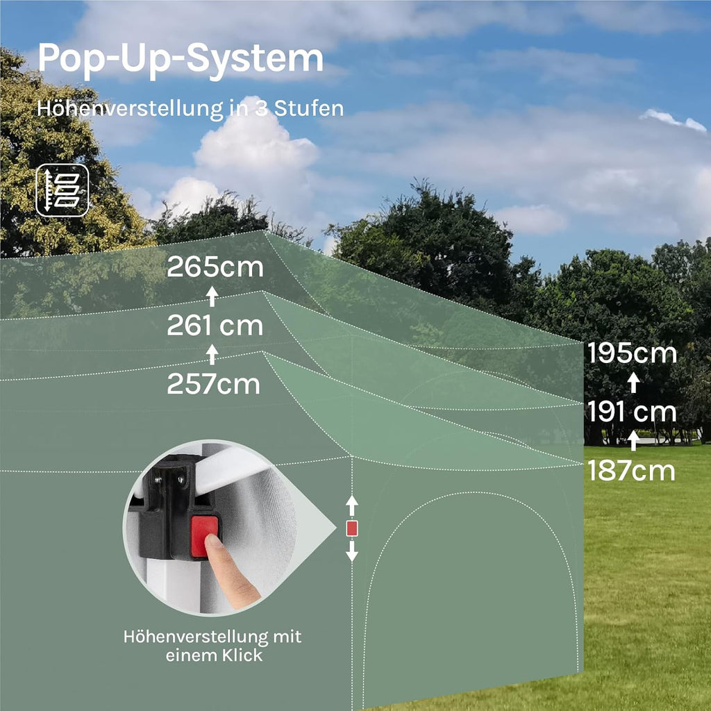 WOLTU Faltpavillon 3x6m Pop up mit 6 Seitenwänden Pavillon Partyzelt Grau
