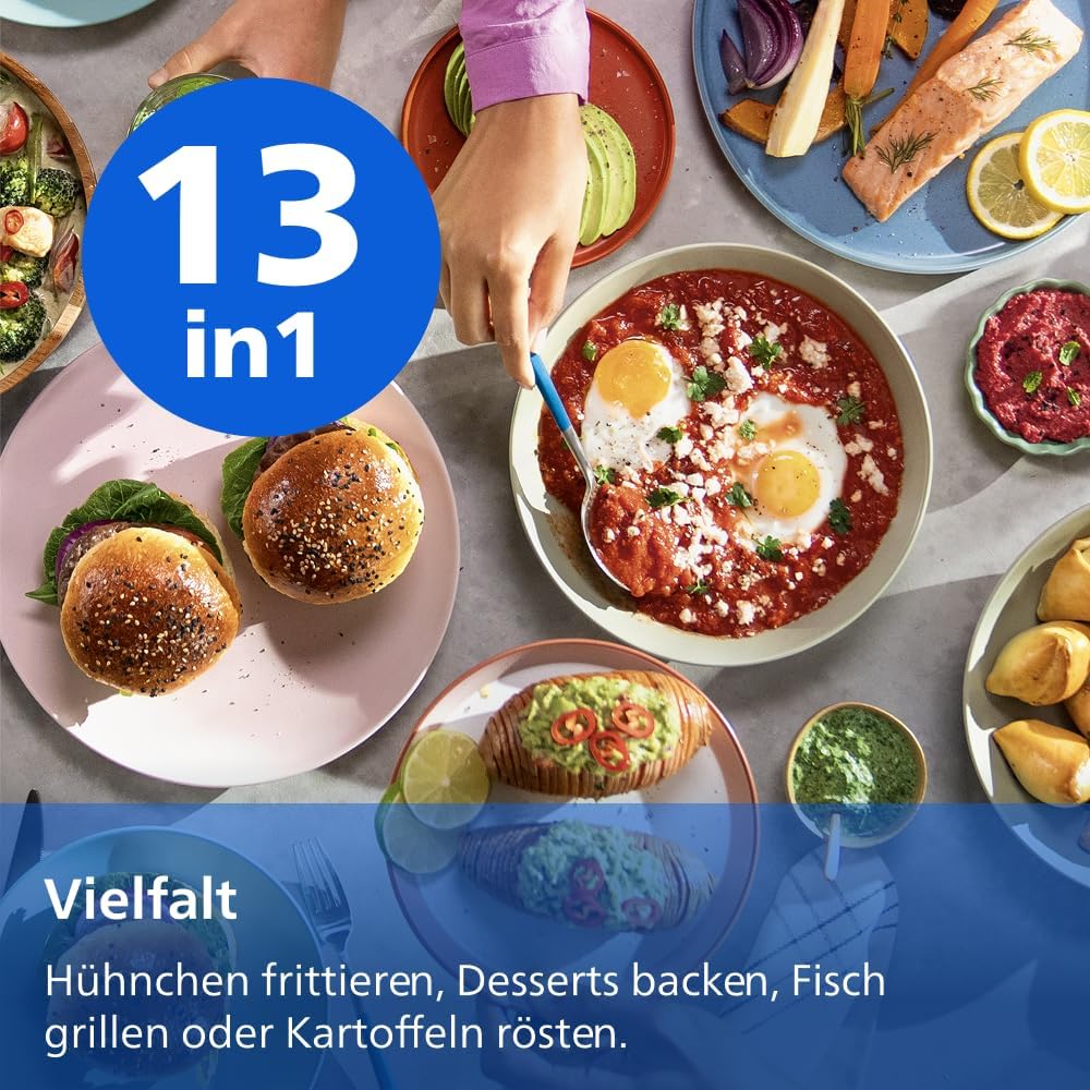 Philips Stacked Airfryer 4000 Serie Heißluftfritteuse, Schwarz/Grau, 10 L