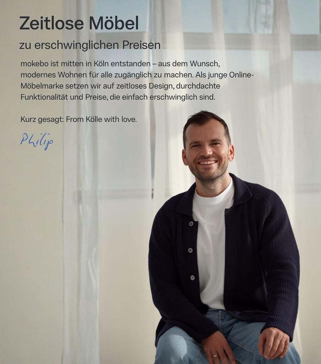 mokebo Mehrzweckschrank Besenschrank (60x180 cm) 'Der Lange' Made in Germany aus Holz auch als Haushaltsschrank Putzschrank Vorratsschrank Flurschrank Weiß
