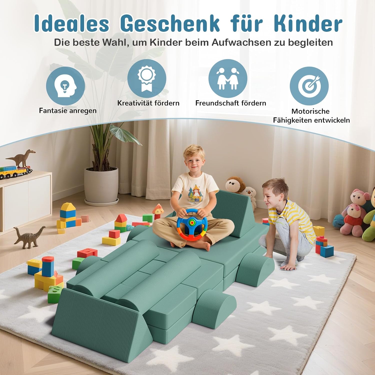 MAMIZO Spielsofa Cord, Kindersofa-Bausteine,Spielsofa für Kinder Oeko-TEX