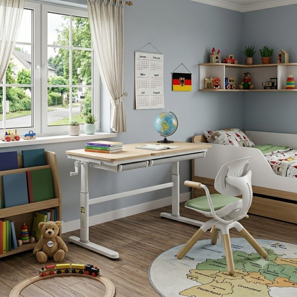 HOKO Kinderschreibtisch höhenverstellbar für Kinder ab 6 Jahren, 120x60 cm