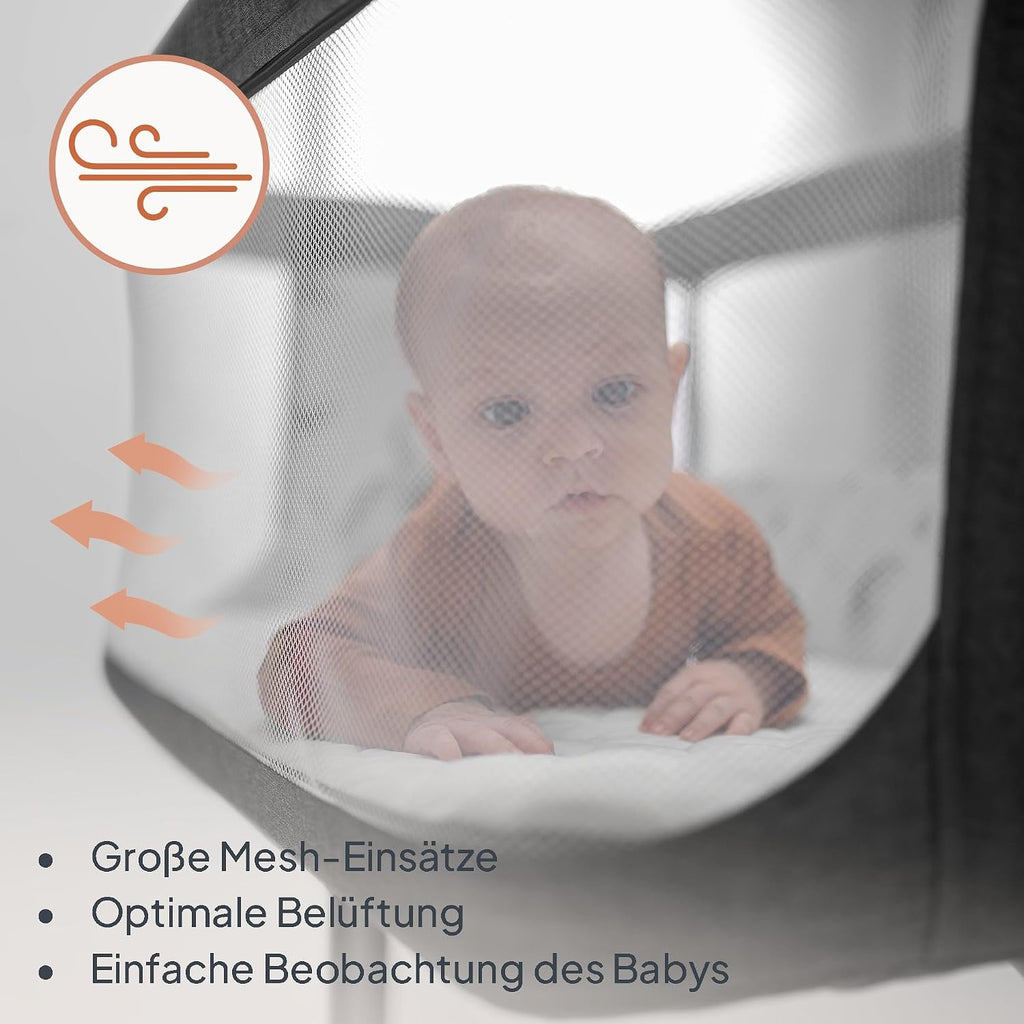 Lionelo Aurora 3 in 1 Babybett bis 9 kg, Beistellbett, Wiege