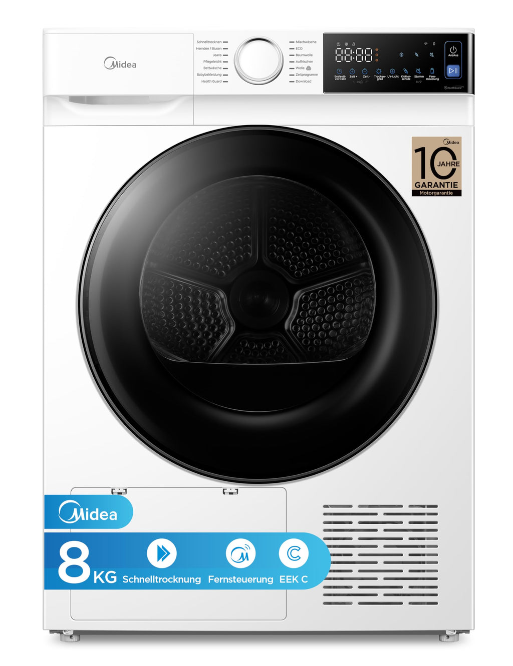 Midea Wärmepumpentrockner 8 kg Energieklasse C Fernsteuerung MD20EH80WB-A3