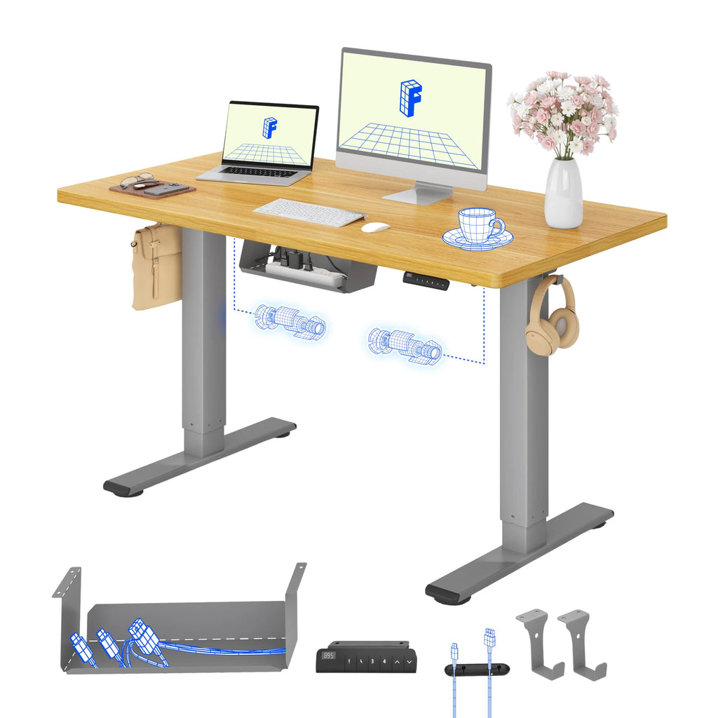 FLEXISPOT Höhenverstellbarer Schreibtisch elektrisch, Doppelmotor 160x80 cm