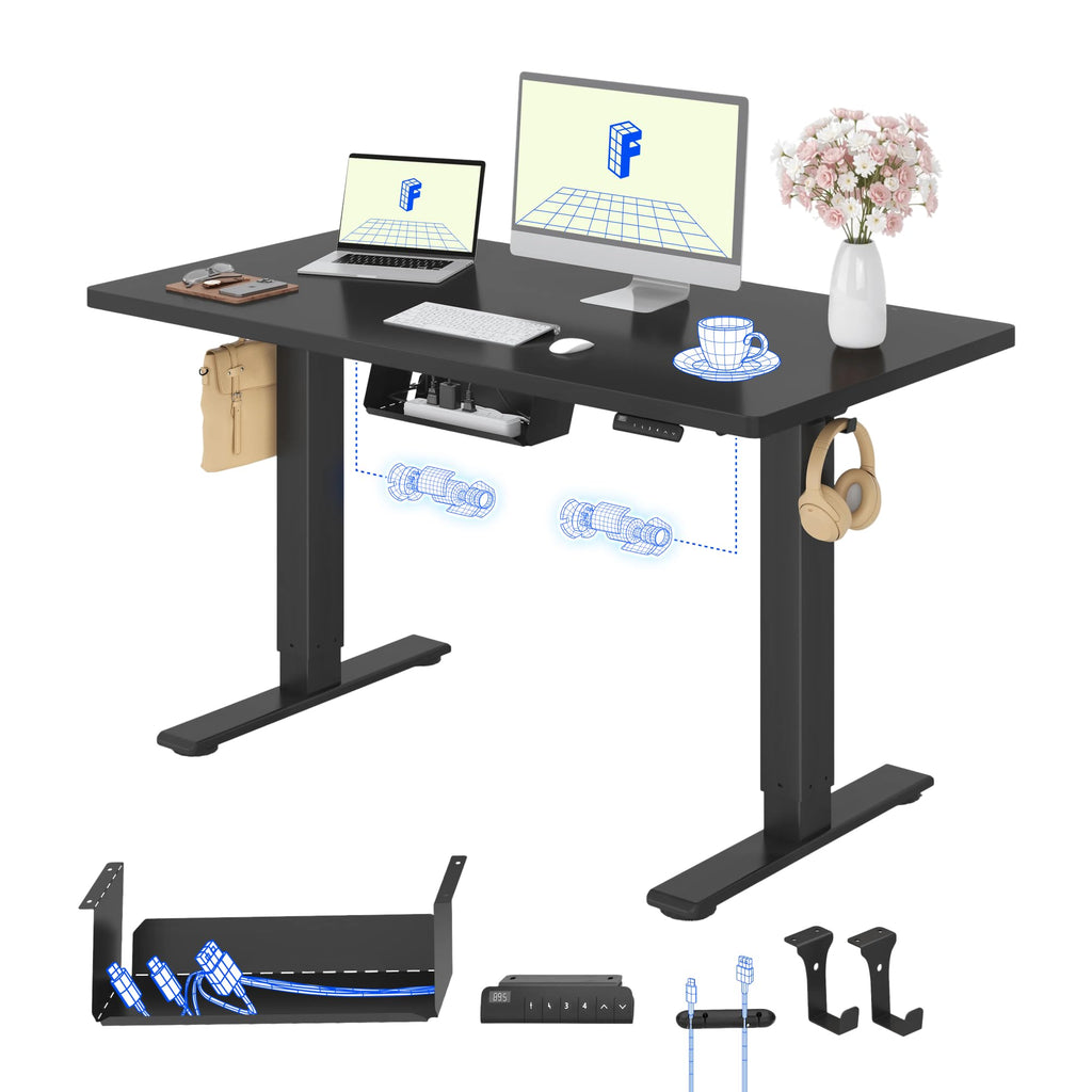 FLEXISPOT Höhenverstellbarer Schreibtisch elektrisch, Doppelmotor 160x80 cm